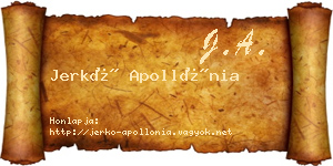 Jerkó Apollónia névjegykártya